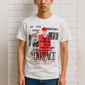 Ripple Junction Scarface Graphic T-Shirt Mens Medium White Excellent